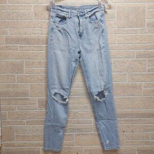 American Eagle Distressed Skinny Jeans Light Wash Size 2 Long